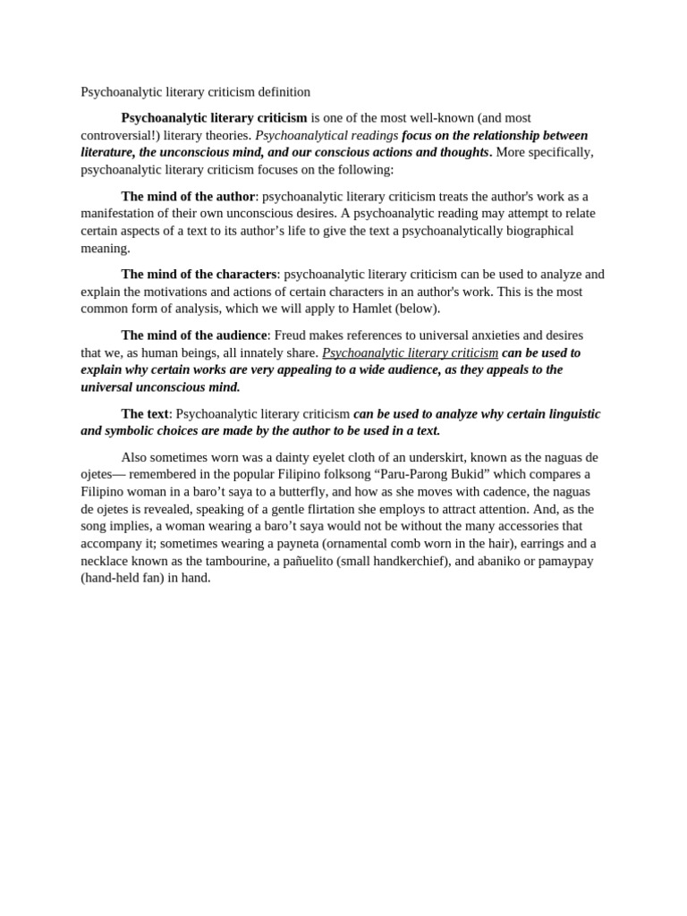 Understanding Psychoanalytic Criticism | PDF