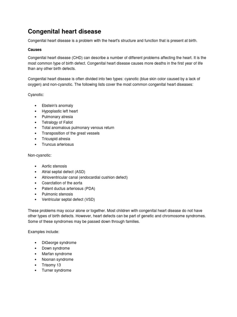 Overview of Congenital Heart Disease | PDF | Congenital Heart Defect ...