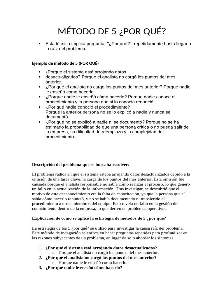 Método de 5 ¿Por qué? para Diagnóstico Empresarial | PDF | Conocimiento