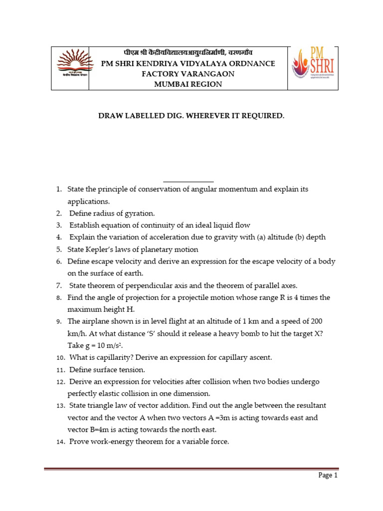 Xi Class Winter Holiday Homework 2023-24 | PDF | Force | Acceleration