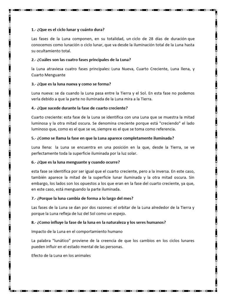Fases de la Luna y su Impacto Natural | PDF | Luna | Ciencia planetaria