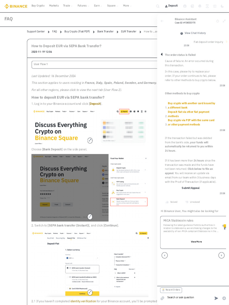 How To Deposit EUR Via SEPA Bank Transfer? | PDF | Cryptocurrency | Banks