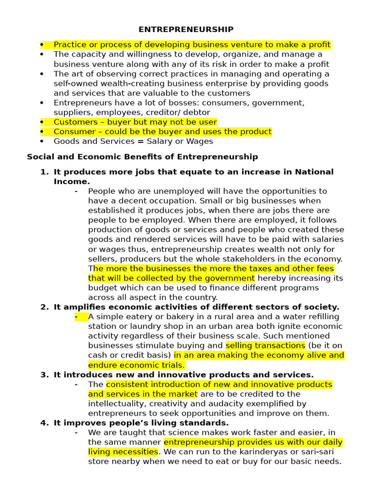 Entrepreneurship Notes | PDF | Entrepreneurship | Market Segmentation