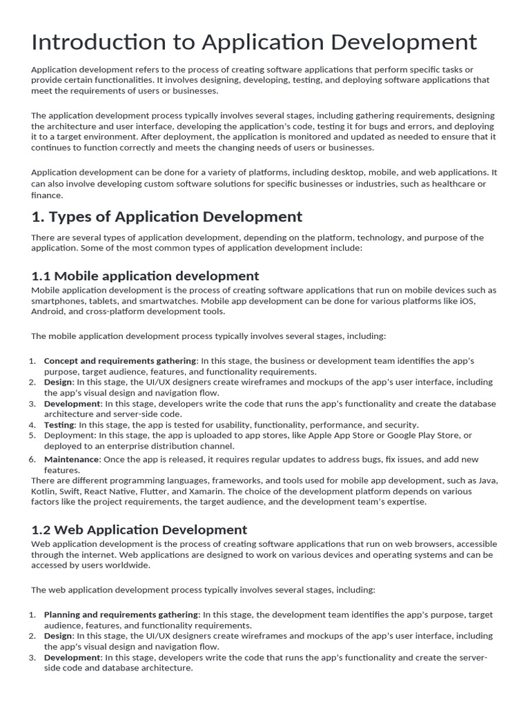 Introduction To Application Development Lecture | PDF | Mobile App ...