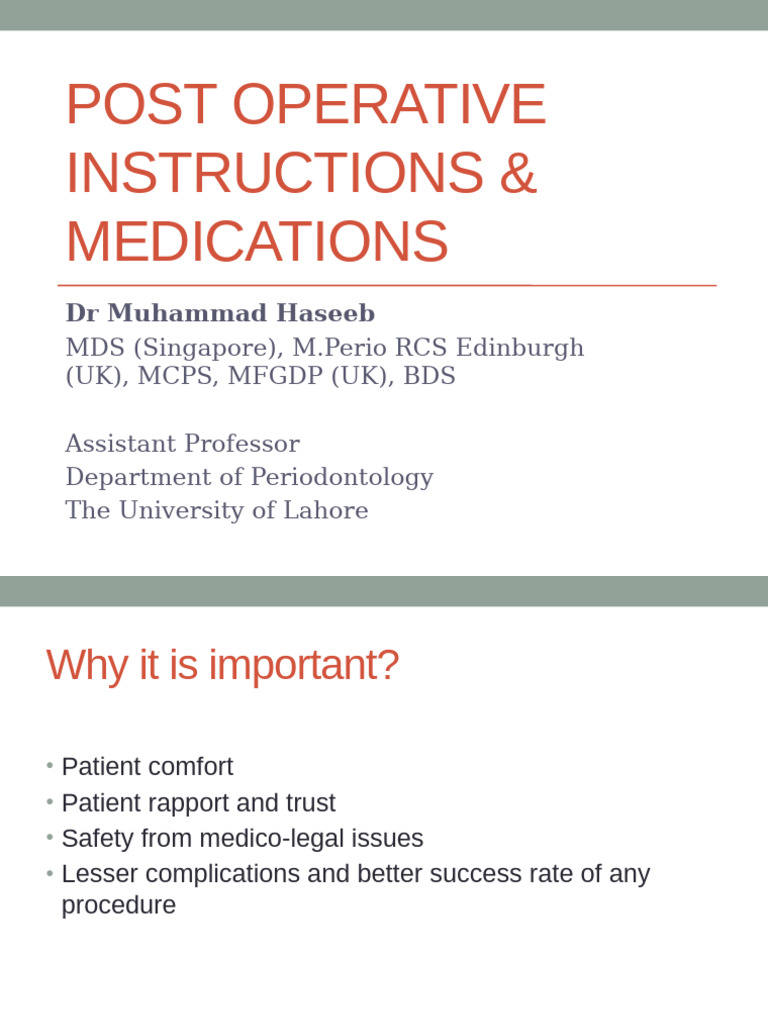 Post-Operative Care Instructions for Patients | PDF | Medical ...