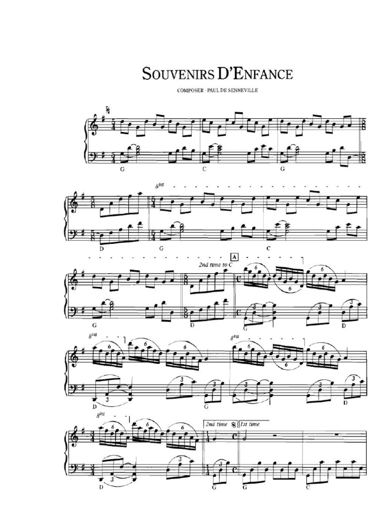 Piano Score Souvenirs D