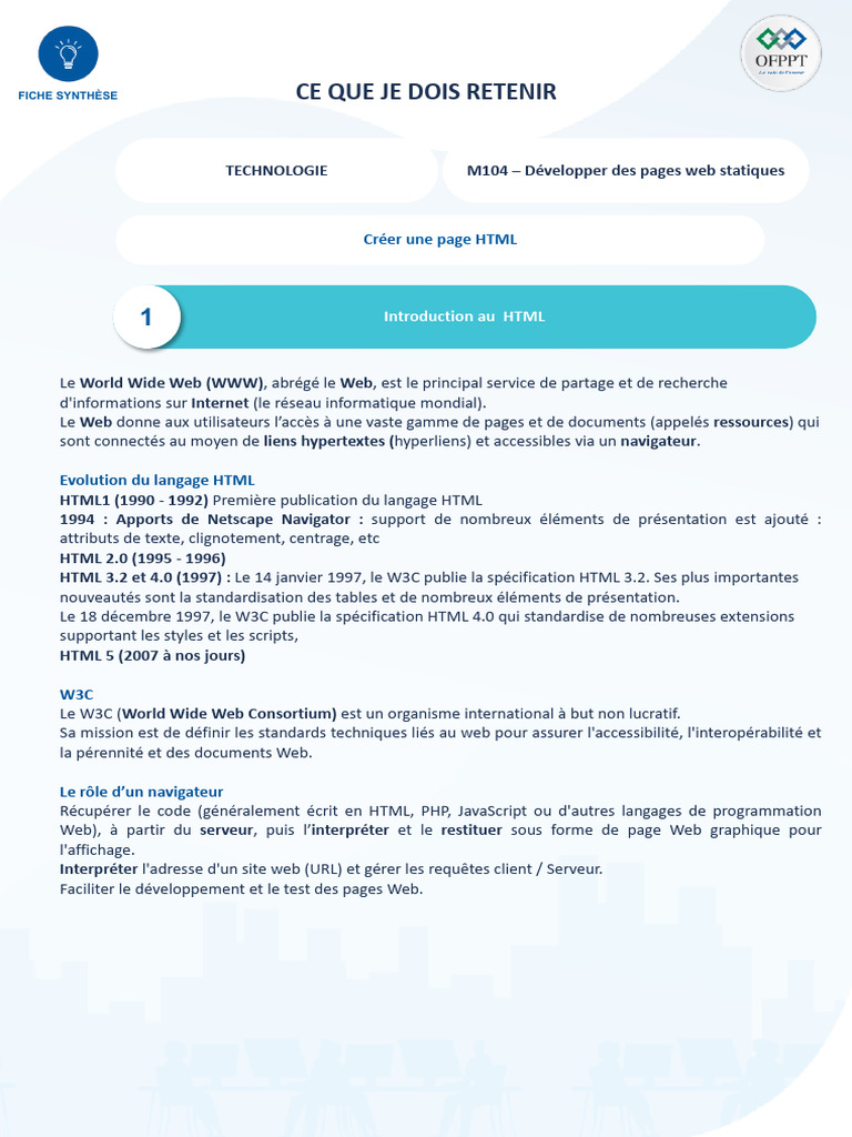 Fiche Resume Creer Une Page HTML 61fc15f957357 | PDF | Internet ...
