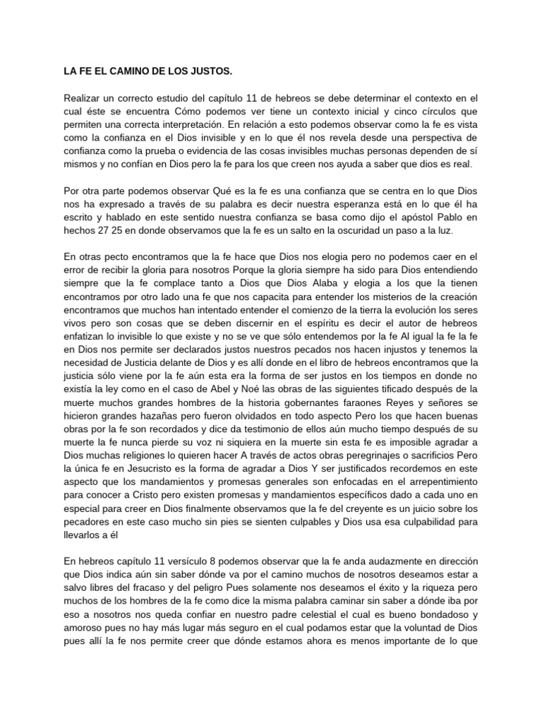 La Fe El Camino de Los Justos | PDF | Fe | Dios