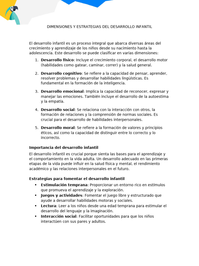 Estrategias para el Desarrollo Infantil | PDF