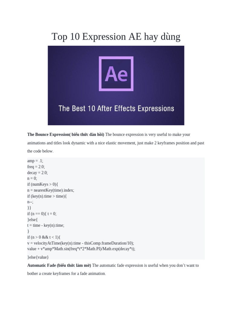 Top 10 Essential AE Expressions | PDF