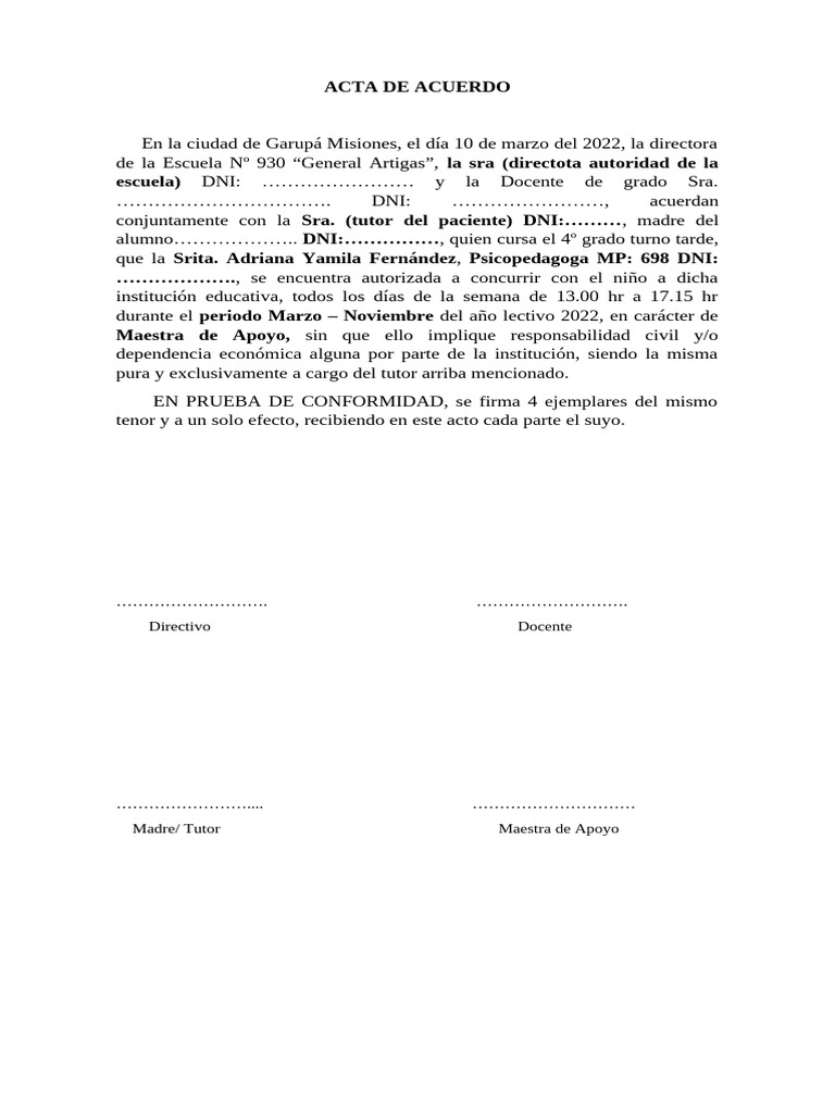Acta de Acuerdo | PDF