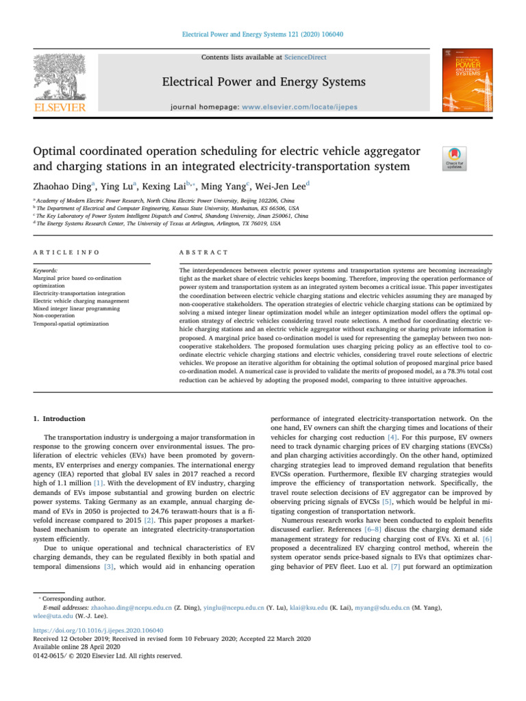 Optimal EV Charging Coordination Model | PDF | Electric Vehicle ...