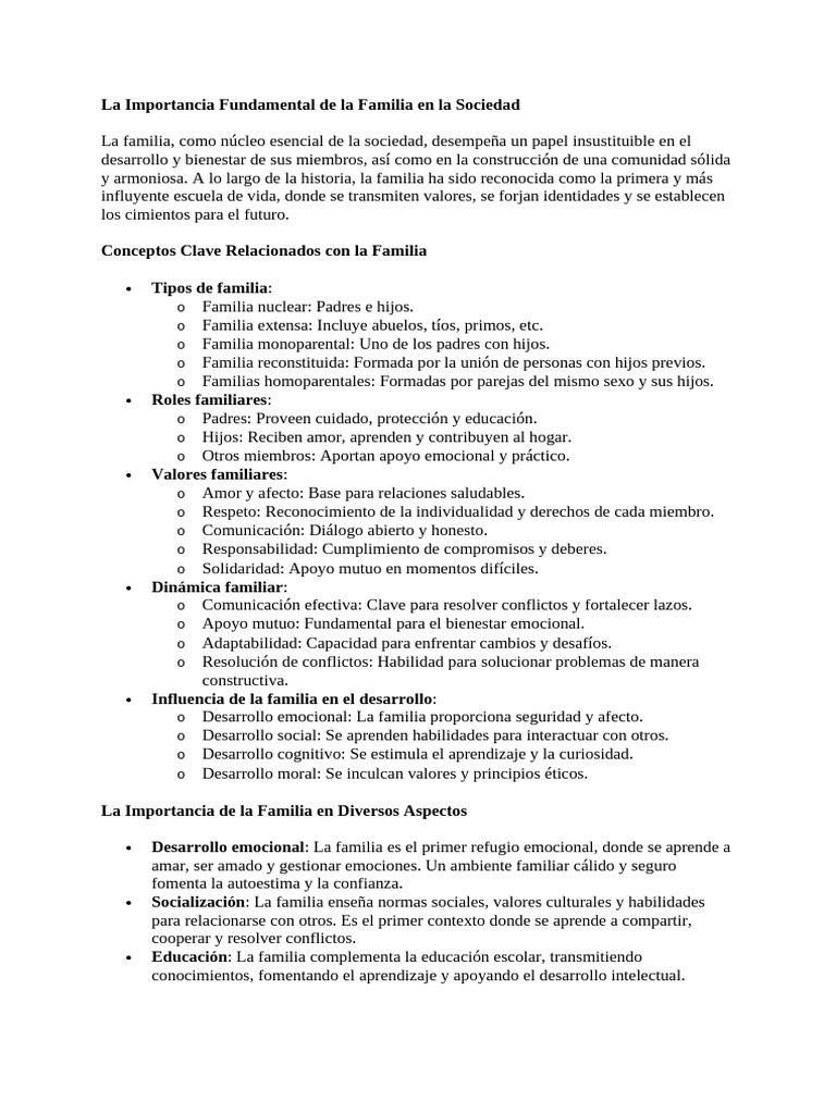 La Familia: Pilar de la Sociedad Moderna | PDF | Familia | Las emociones