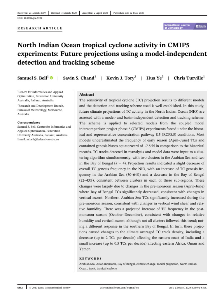 North Indian Ocean Tropical Cyclone Activity in CM | PDF | Earth ...