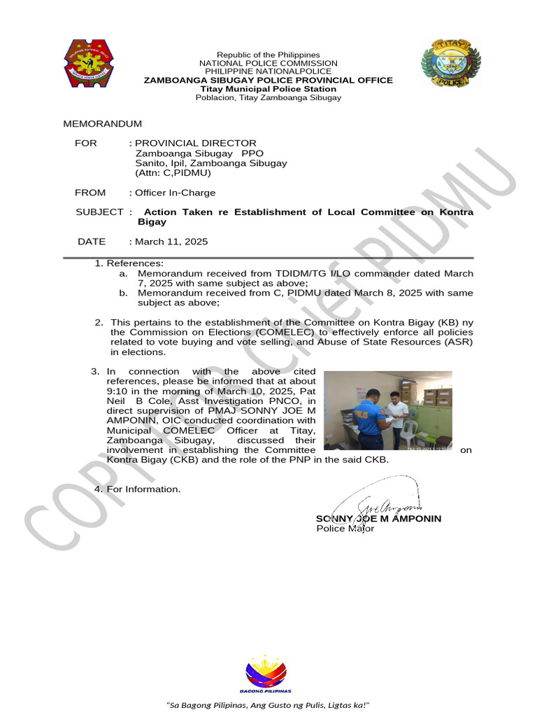 Establishment of Kontra Bigay Committee | PDF