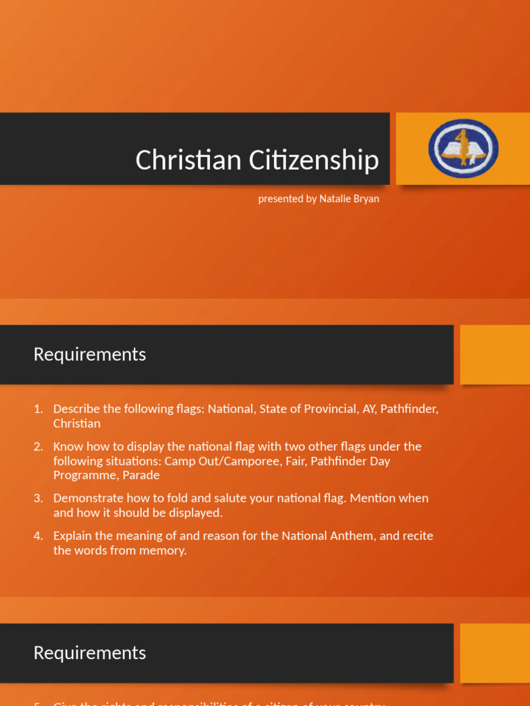 Christian Citizenship Honour Presentation Final | PDF | Government Of ...