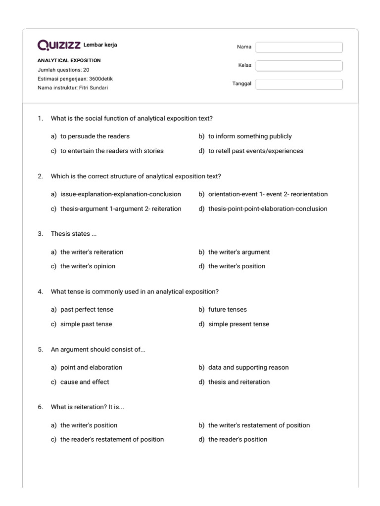 Analytical Exposition Worksheet | PDF | Hand Washing | Virus