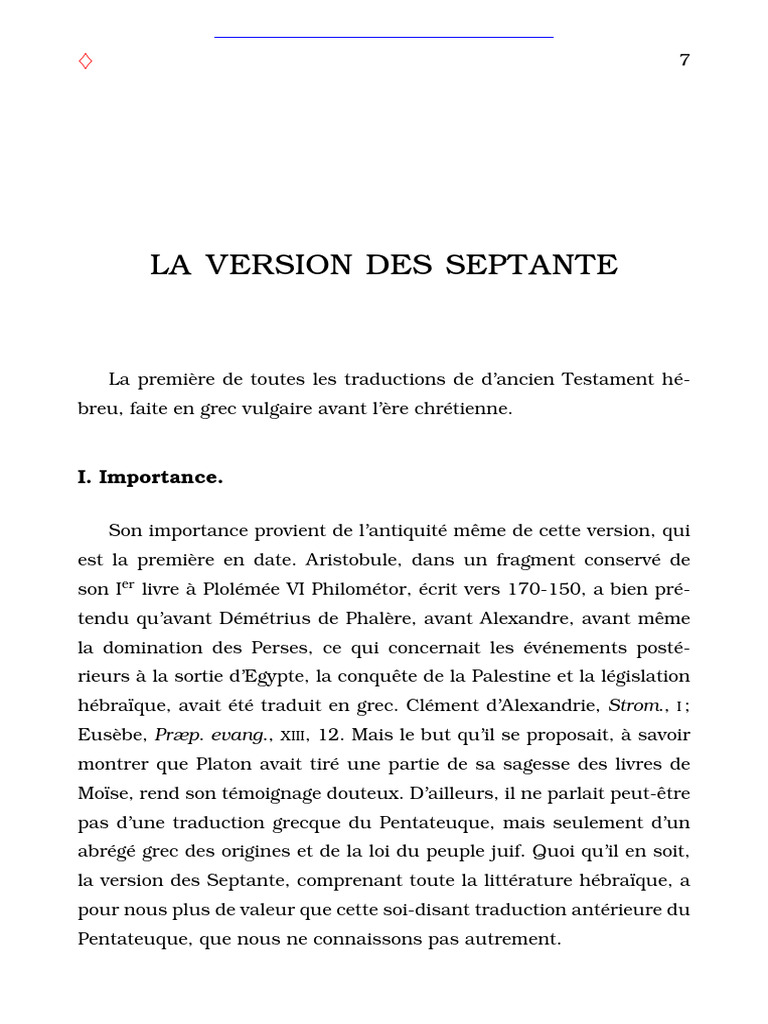 Importance de la Version des Septante | PDF | Septante | Bible