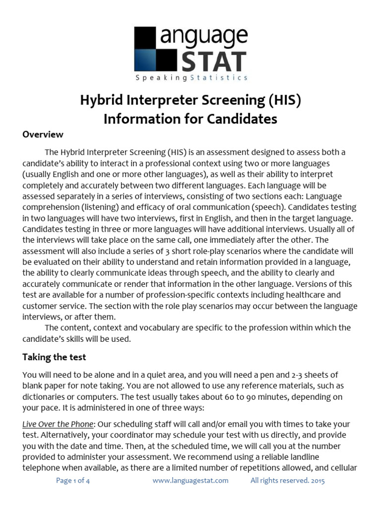 Hybrid Interpreter Screening Overview | PDF | Language Interpretation ...