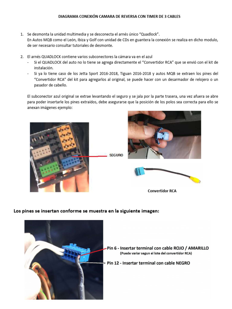 Conexión Cámara Reversa con Timer 3 Cables | PDF