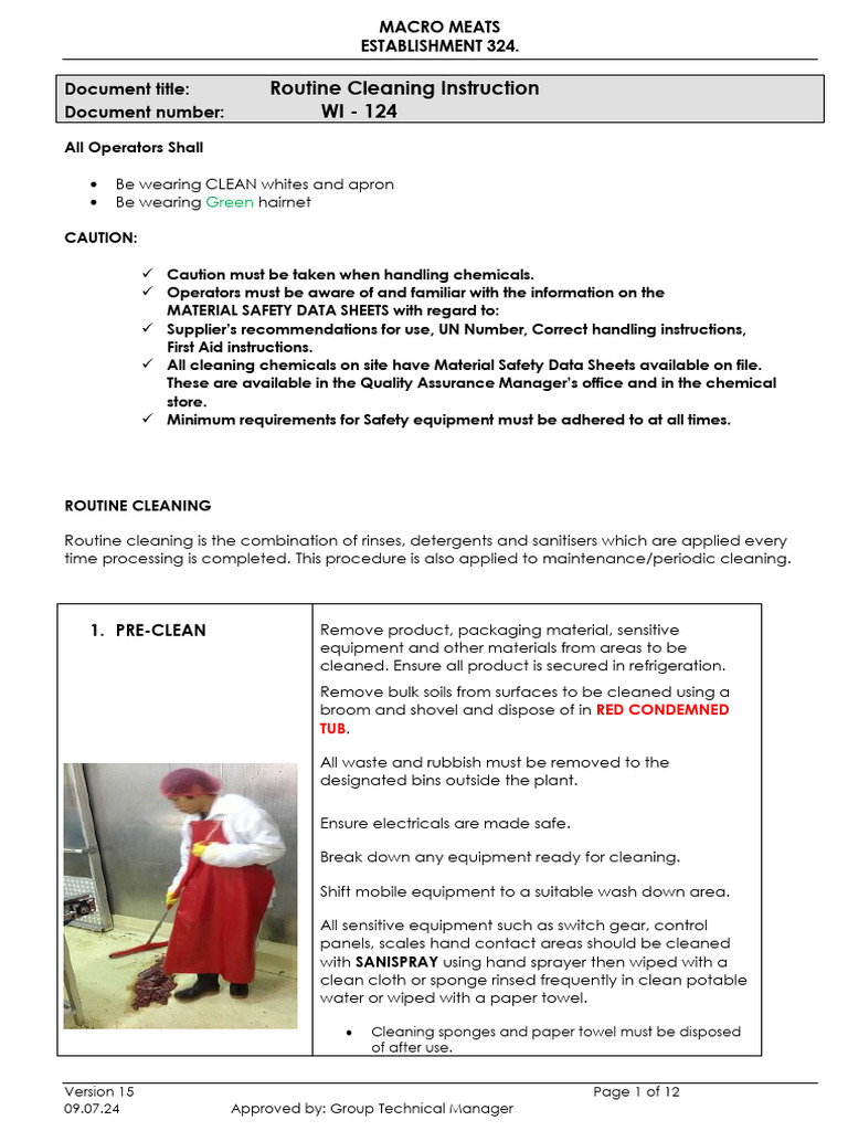 Routine Cleaning Procedures for Meat Processing | PDF | Disinfectant ...