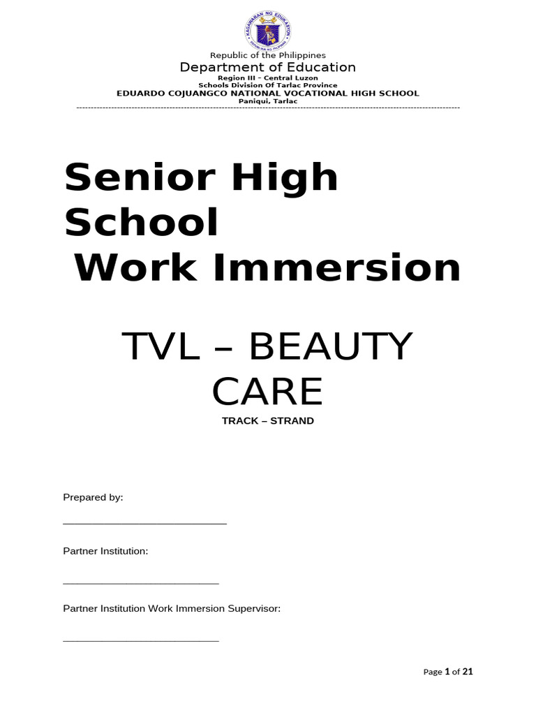 Work Immersion Guide for Students | PDF