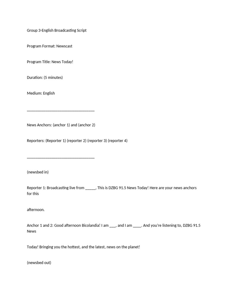 Bicolandia News Today Broadcast Script | PDF