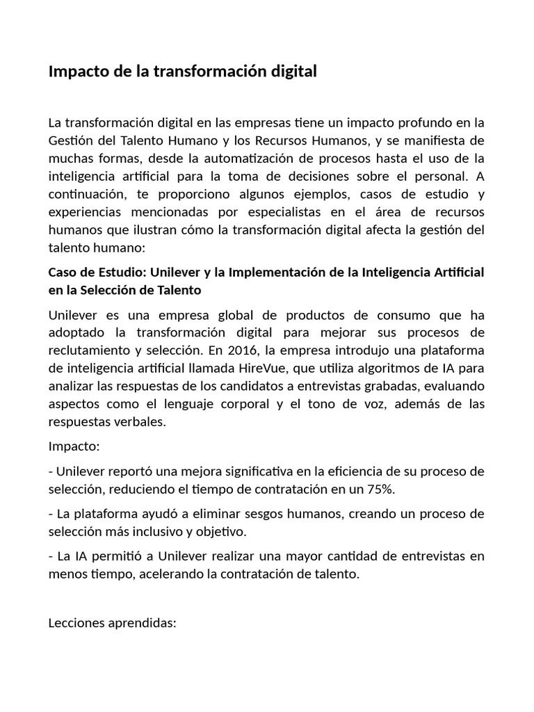 Impacto de La Transformaciã N Digital | PDF | Gestión de recursos ...