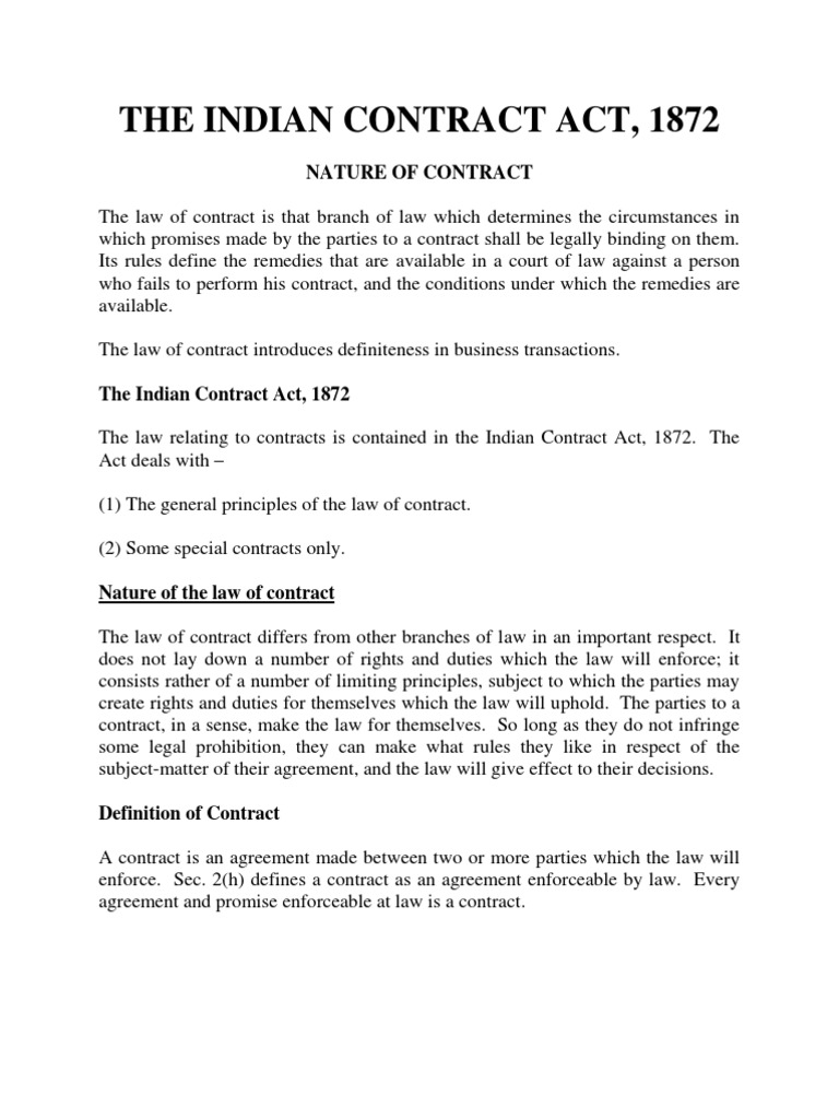 The Indian Contract Act, 1872