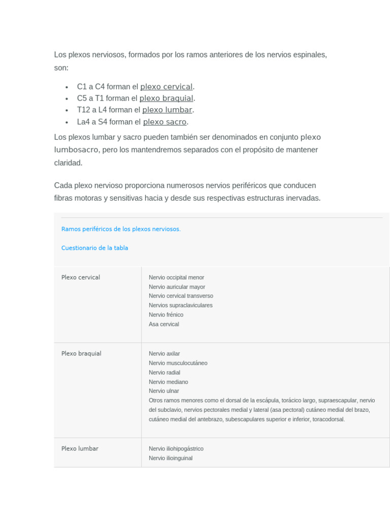 Los Plexos Nerviosos | PDF
