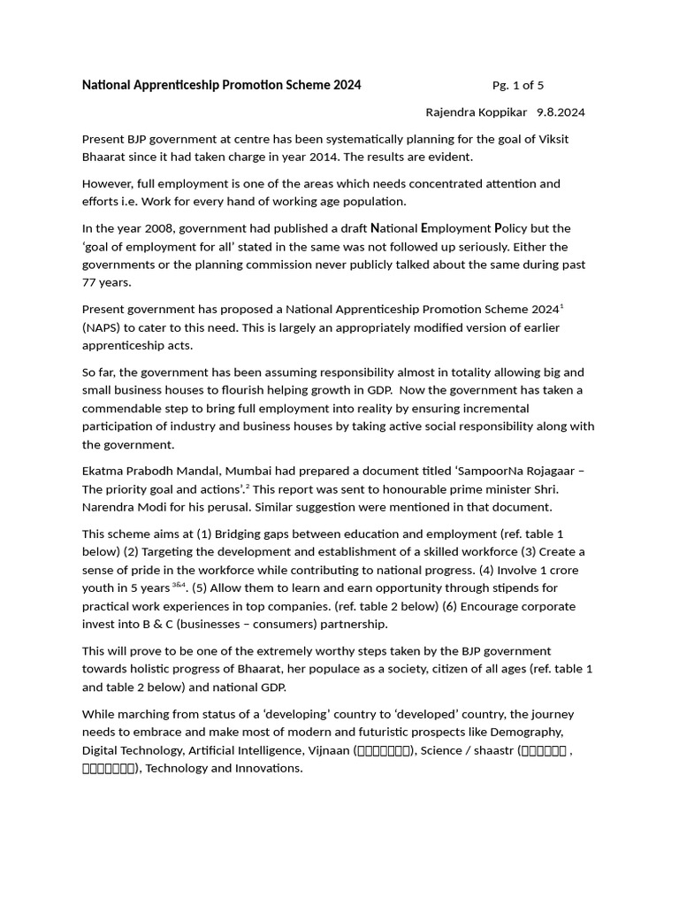 Relevance of National Apprenticeship Promotion Scheme 2024 - 1 of 5 ...