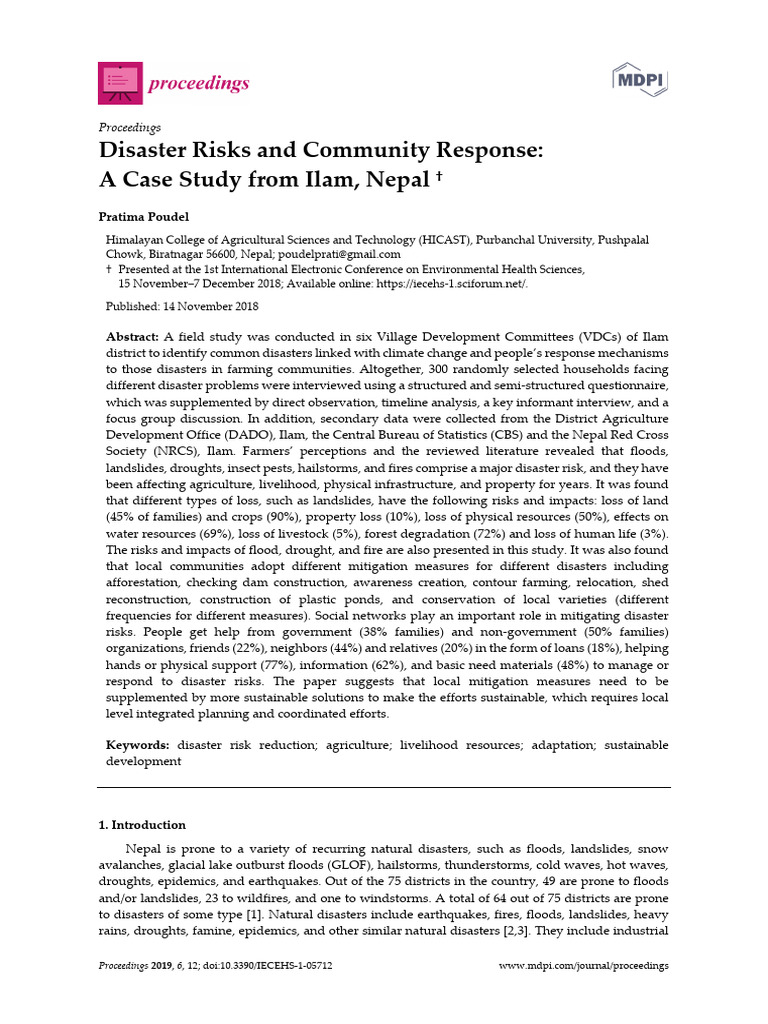 Disaster risks and community response ilam pdf agriculture hazards