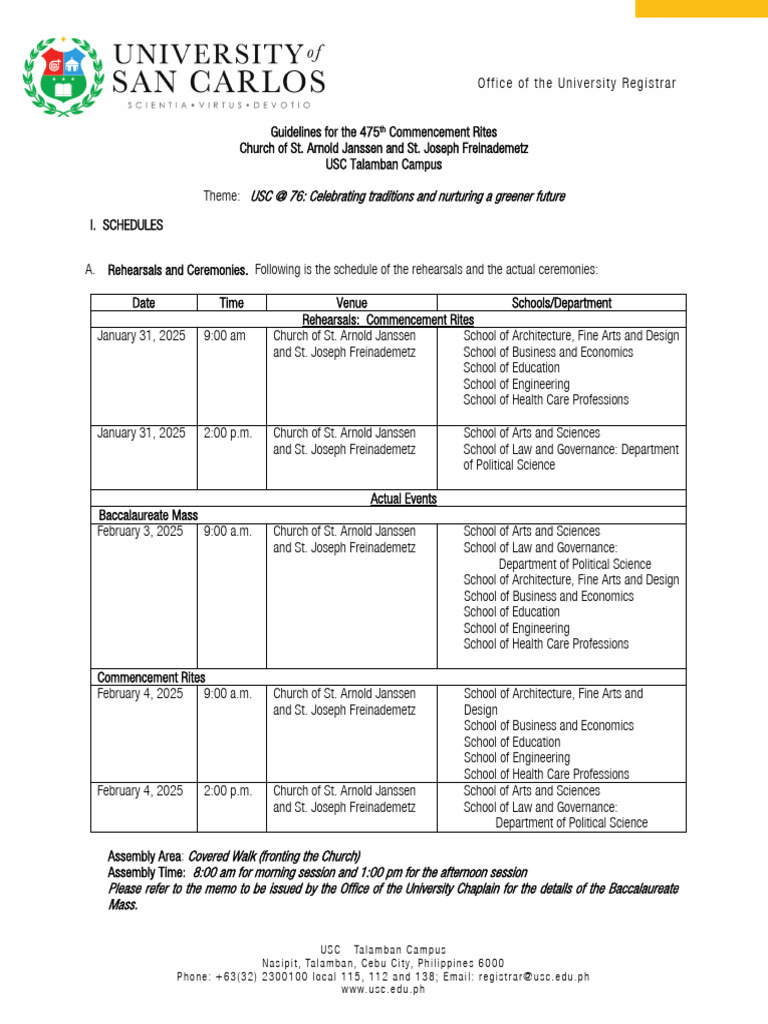 USC Baccalaureate Ceremony Guidelines | PDF | Clothing