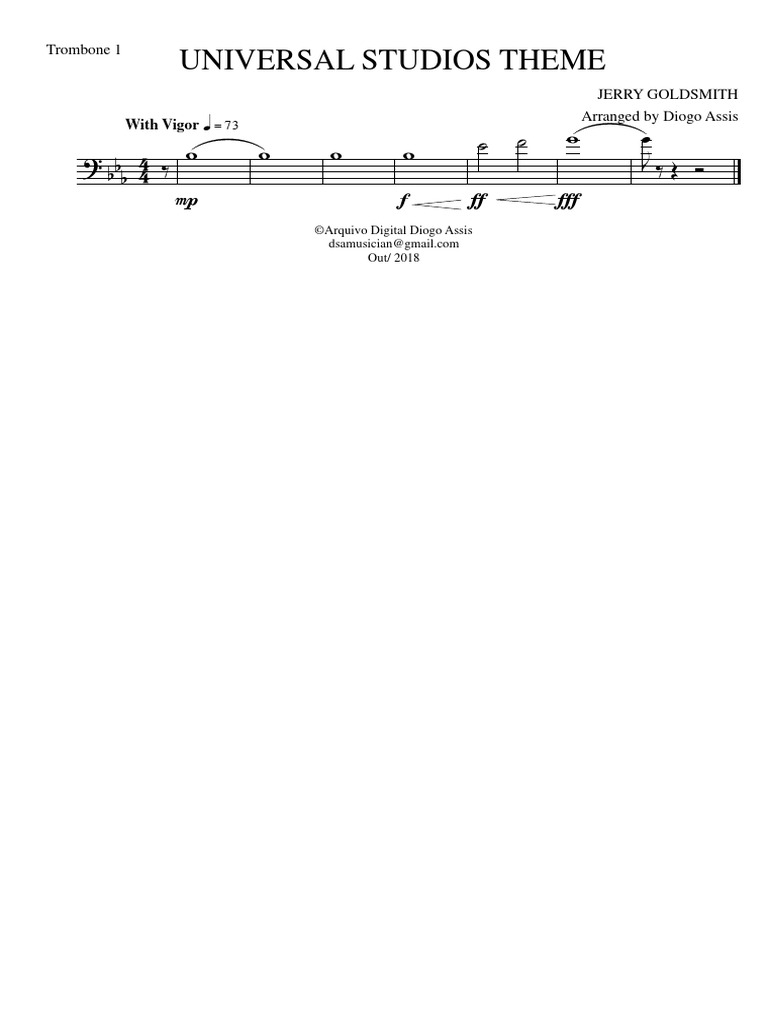 Universal Studios Theme for Trombone | PDF