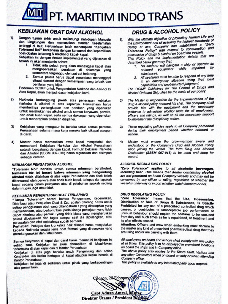 Kebijakan Obat Dan Alkohol 16-Jan-2020 12-59-28 | PDF