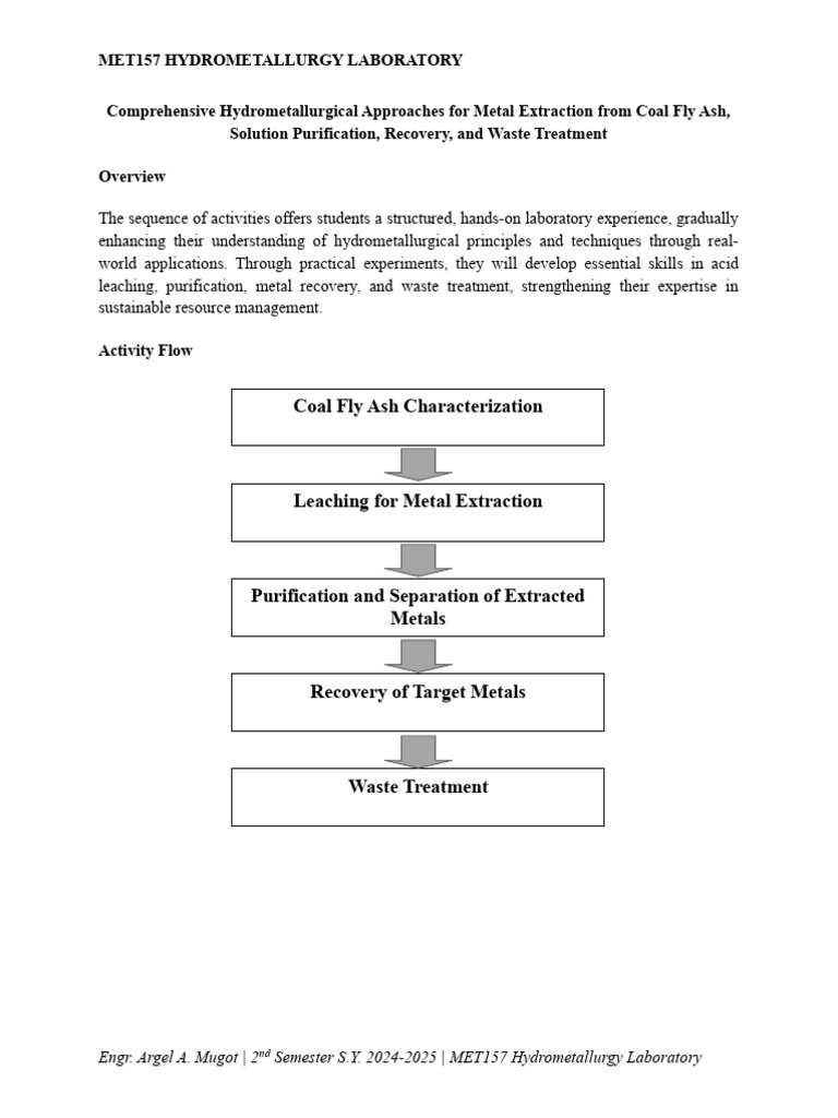 Hydrometallurgy Lab: Coal Fly Ash Analysis | PDF | Accuracy And ...
