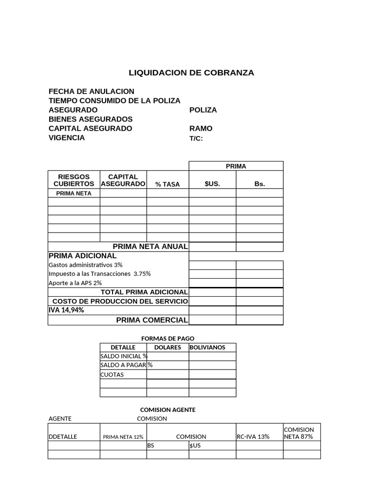 Liquidación de Cobranza de Seguros | PDF | Impuesto al valor agregado ...