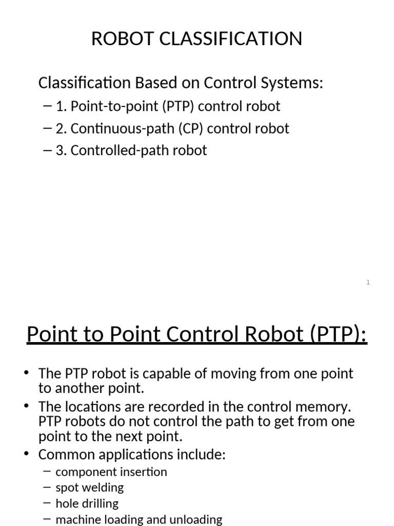 Robot Classification by Control Systems | PDF | Robot | Robotics