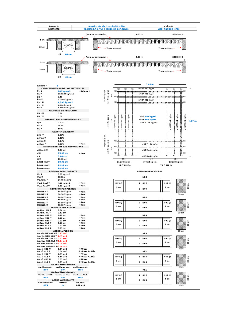 Tableros A-5 y A-6 (Losa 1er. Nivel) | PDF