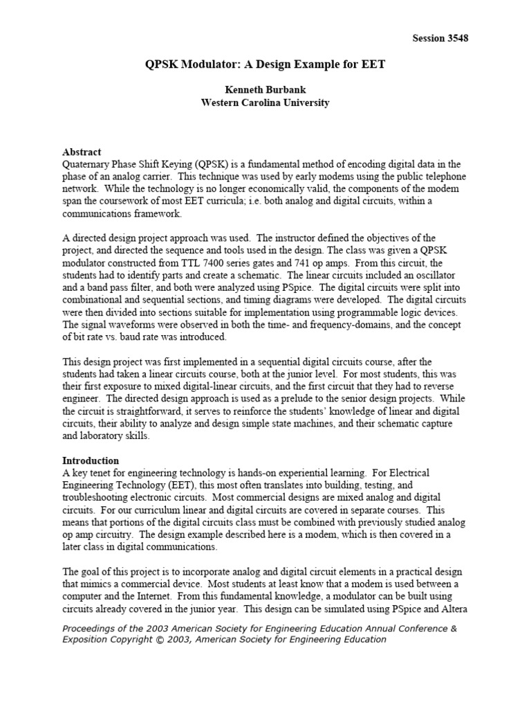 QPSK Modulator Design for EET Students | PDF | Modulation | Phase (Waves)
