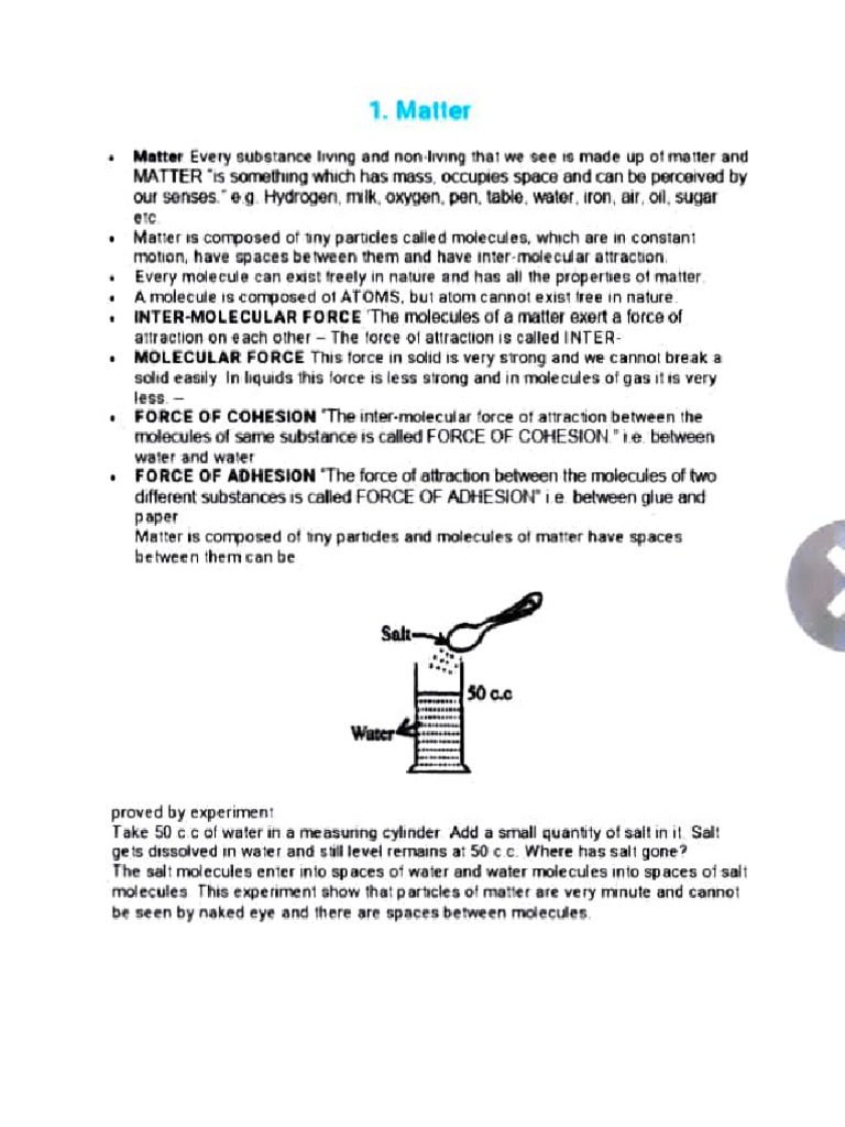 Understanding Matter in Class 8 Physics | PDF | Evaporation | Liquids