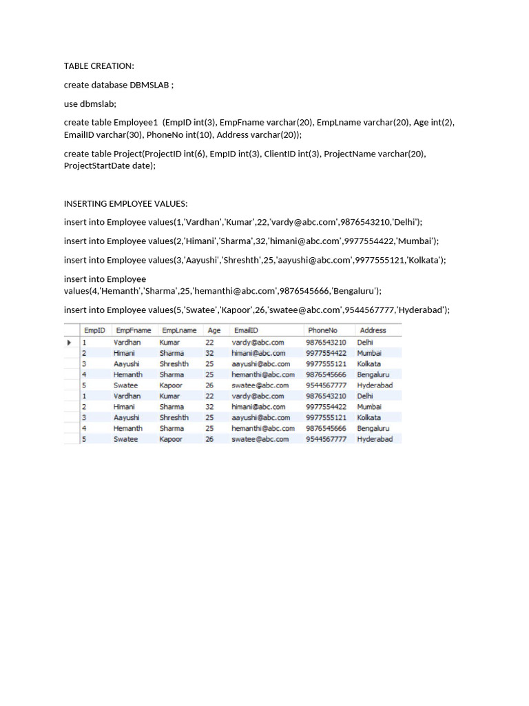SQL Database and Table Creation Guide | PDF