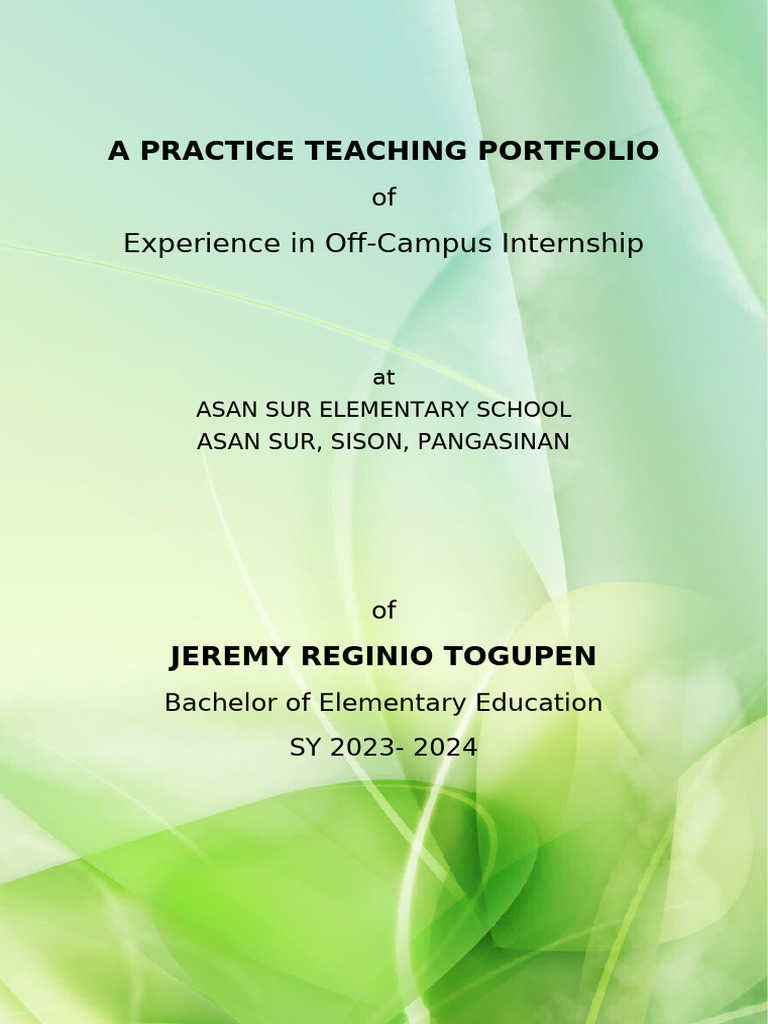 Practice Teaching Portfolio | PDF | Learning | Teachers