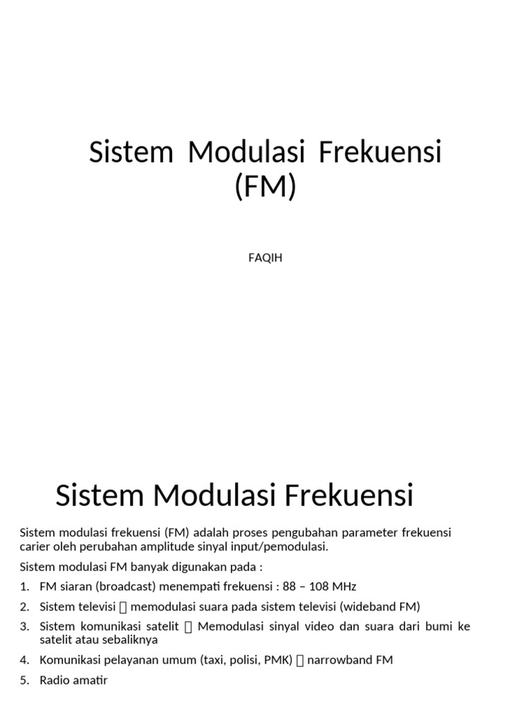 Pengenalan Sistem Modulasi Frekuensi FM | PDF