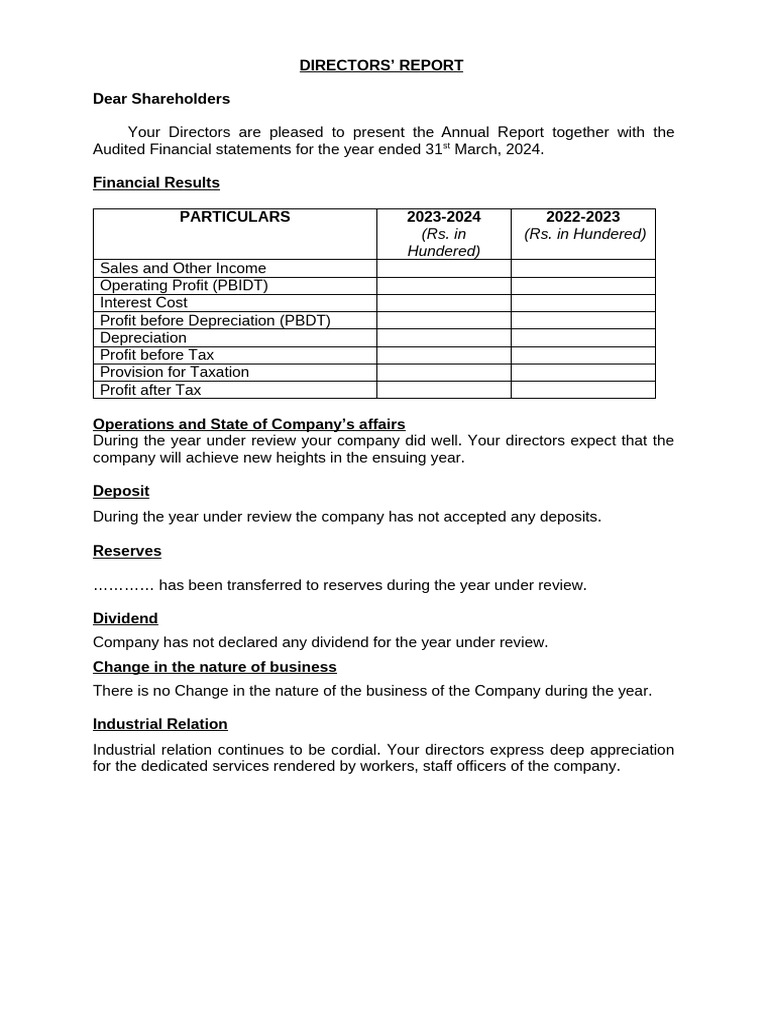 Director Report ADVANCE INDIA | PDF | Audit | Dividend