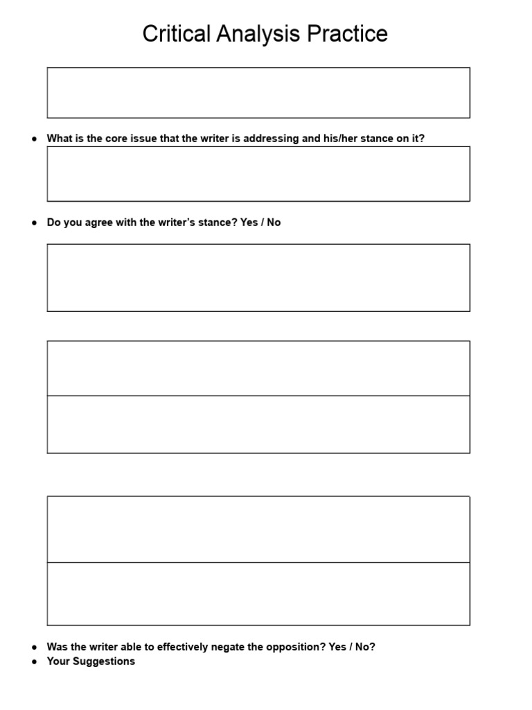 Table For Critical Analysis | PDF