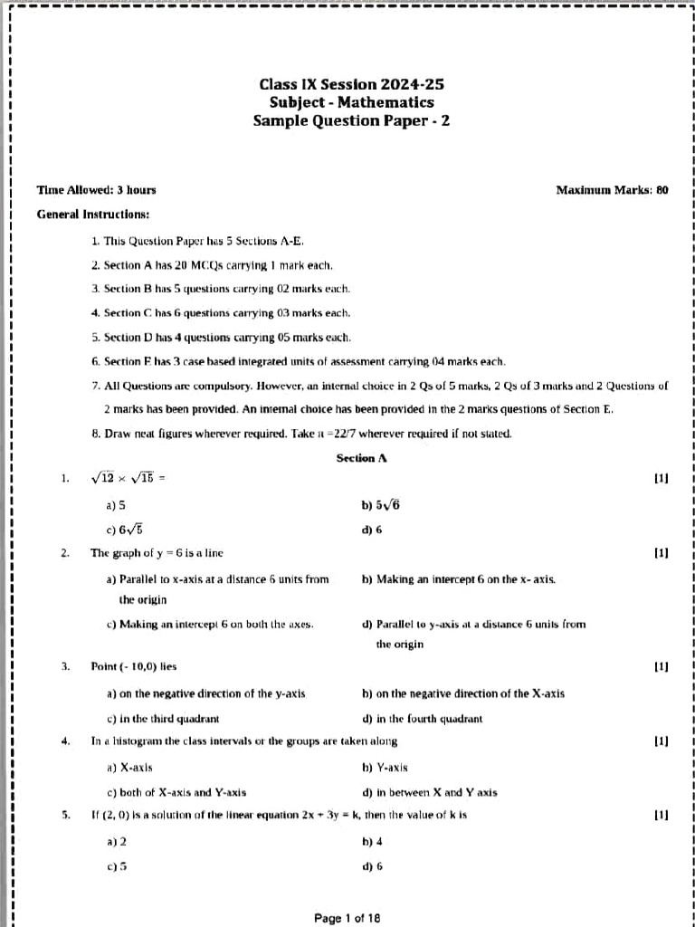 9th Maths Sample PPR With Solutions | PDF | Classical Geometry ...