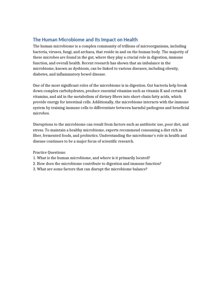 Human Microbiome's Health Impact | PDF