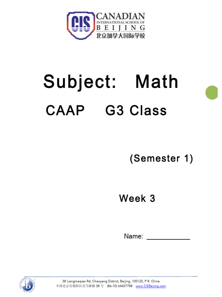 Math CAAP G3 Class Week 3 Overview | PDF