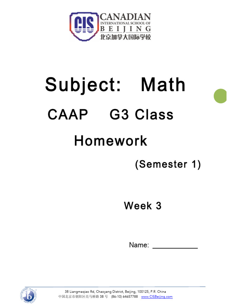 G3 Math Homework Week 3 Guide | PDF